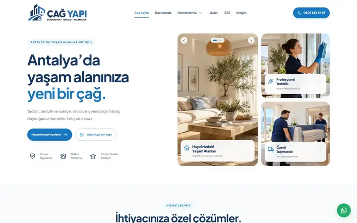 Çağ Yapı web sitesinin masaüstü ana sayfa görünümü